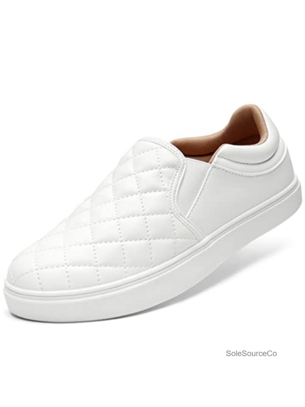 Vegan Faux Leather Slip On Loafers Quilted Comfort Sneakers